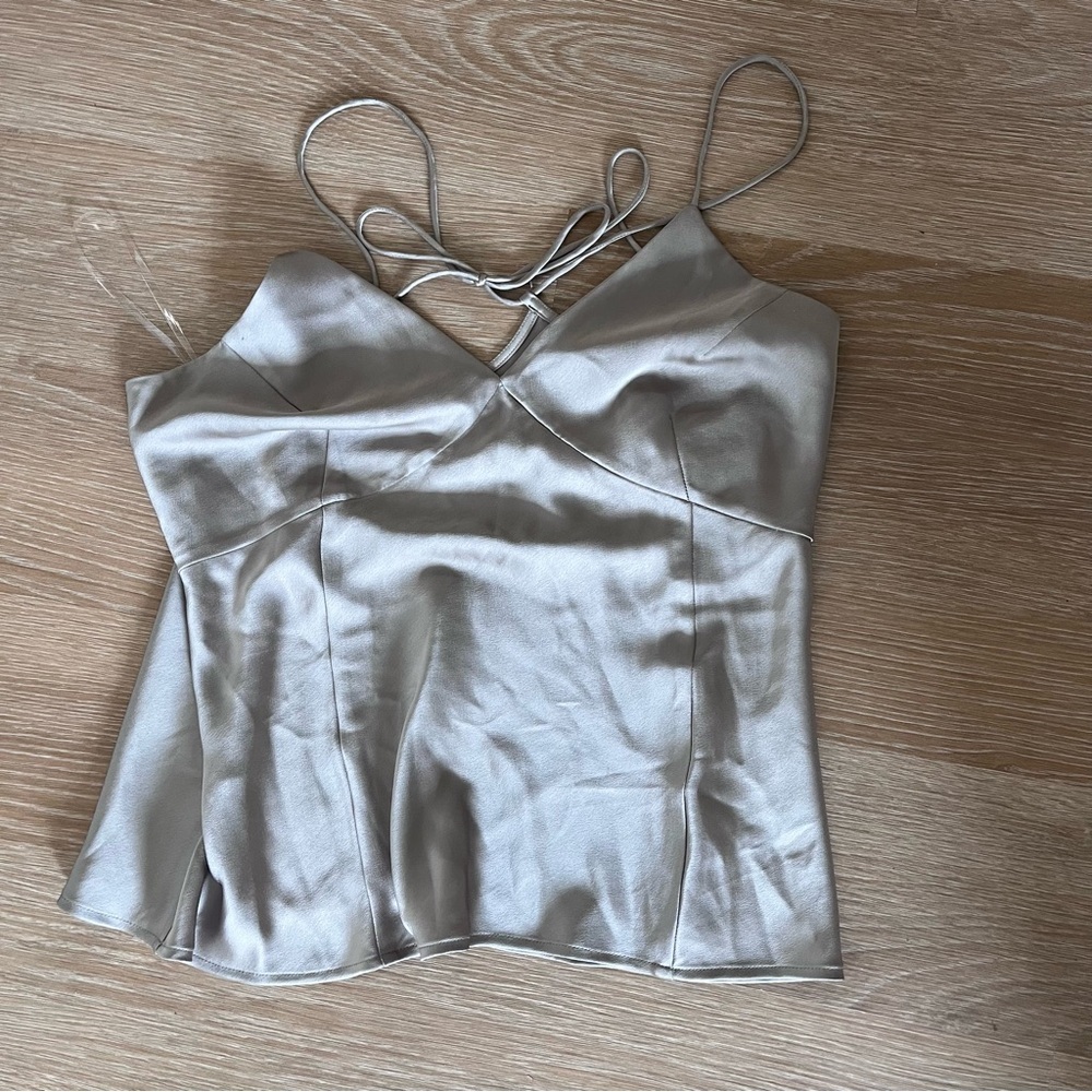 Grey/silvery halter tank top